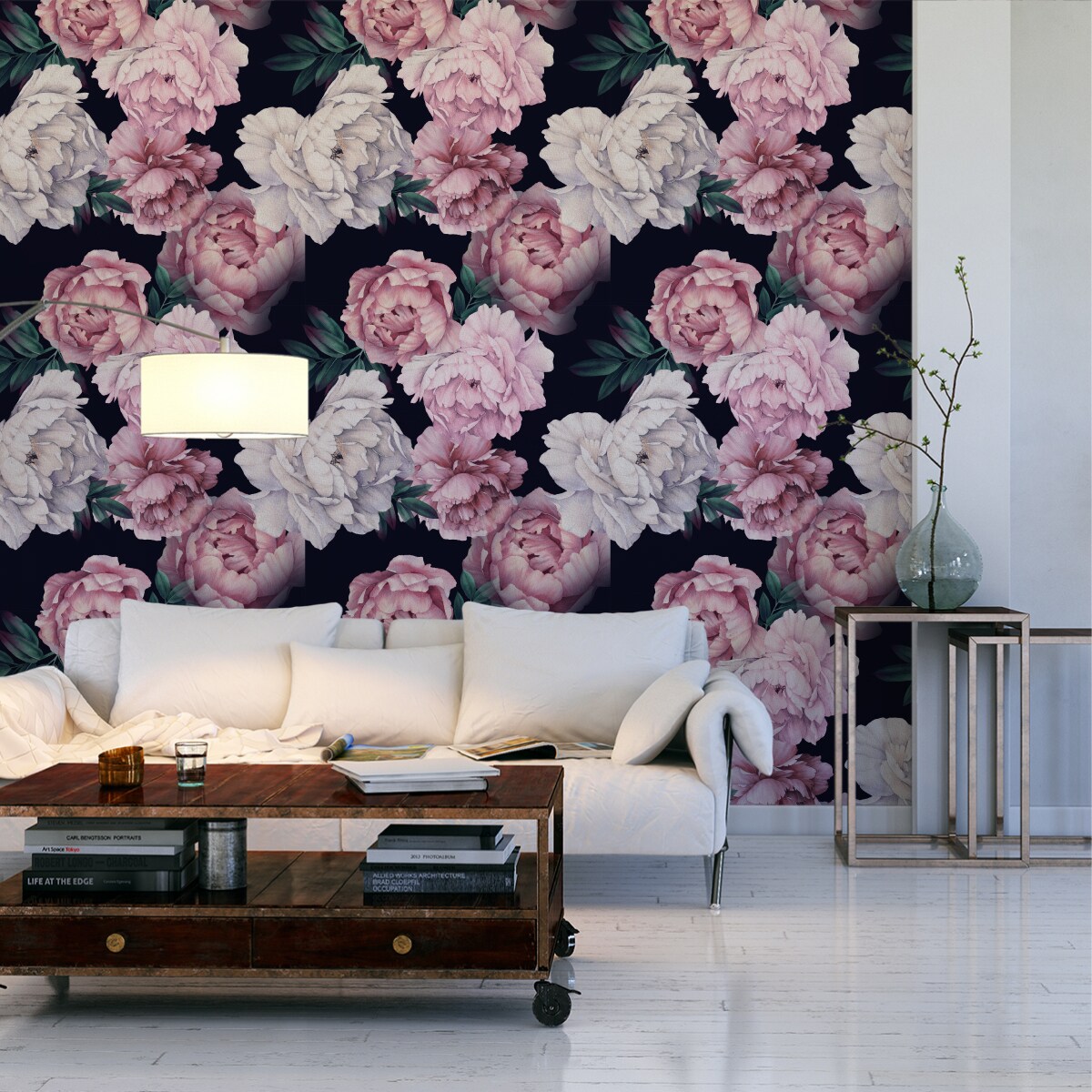 Tapeta Kolorowe PIWONIE Malowane Kwiaty Akwarela