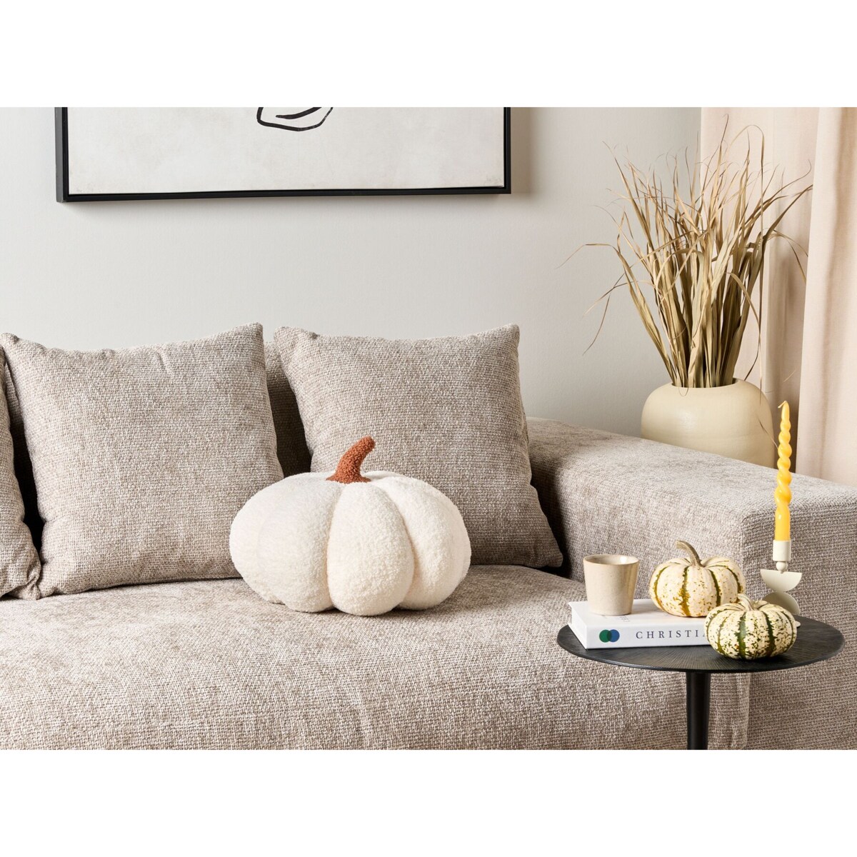 Poduszka dekoracyjna boucle dynia ⌀ 35 cm biała MUNCHKIN