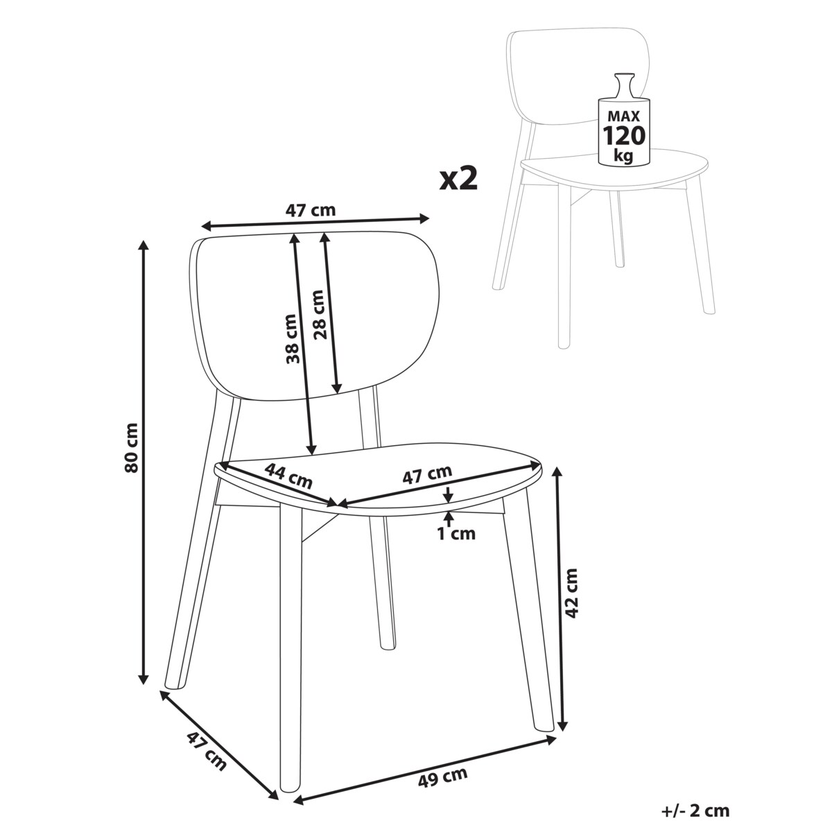 Zestaw 2 krzeseł do jadalni OVERLY Drewno kauczukowe Ciemne drewno