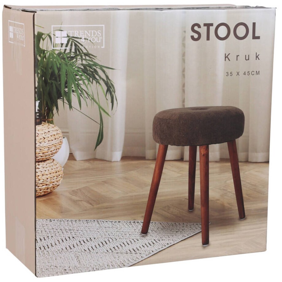 Taboret z miękkim siedziskiem ze sztruksu, Ø 35 x 45 cm