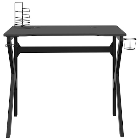 vidaXL Biurko do gier z nogami w kształcie K, czarne, 90x60x75 cm