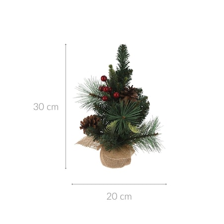 Mała choinka sztuczna z naturalnym przybraniem, 30 cm