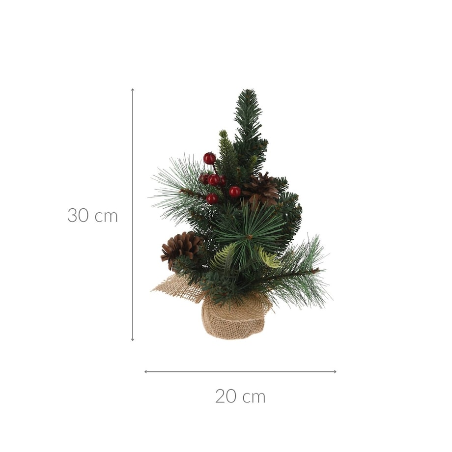 Mała choinka sztuczna z naturalnym przybraniem, 30 cm