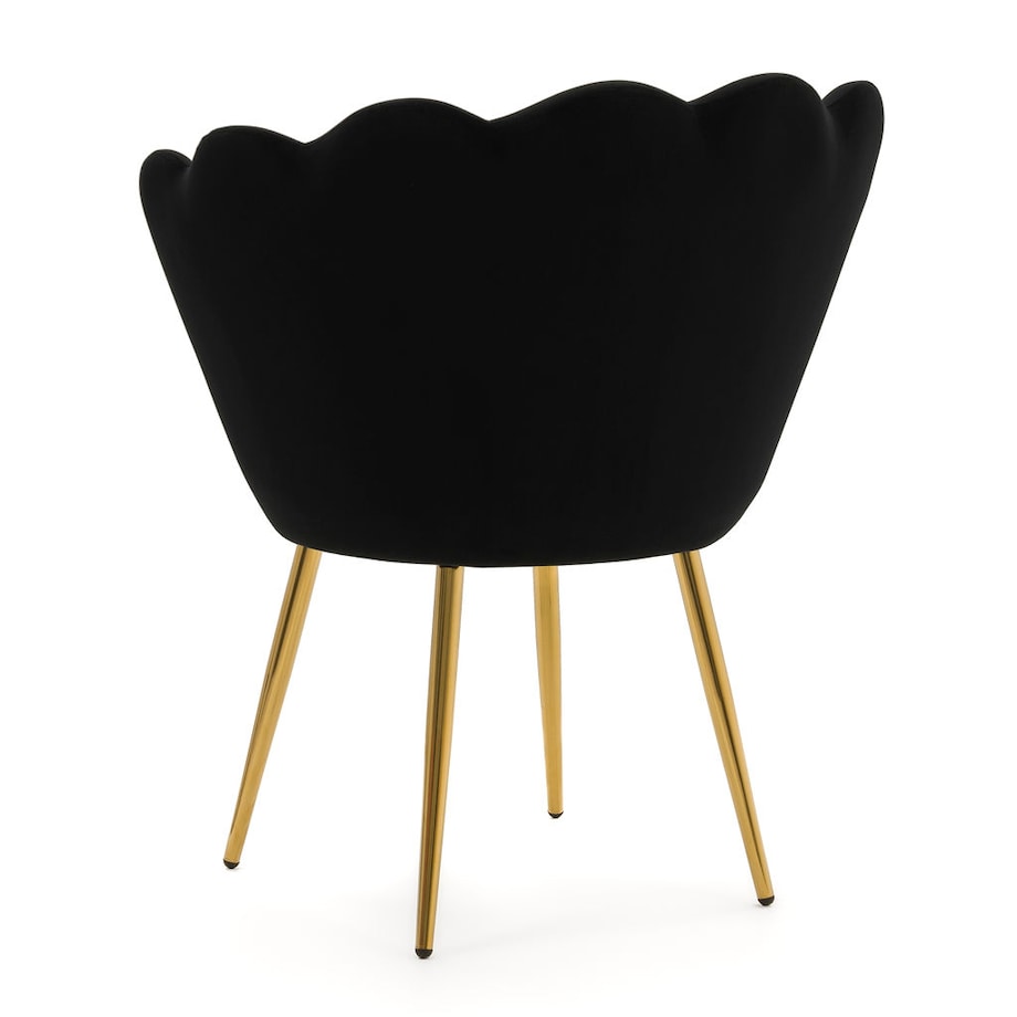 Czarne krzesło welurowe muszla na złotych nogach do toaletki jadalni salonu