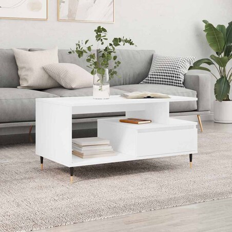 vidaXL Stolik kawowy, biały 90x49x45 cm, materiał drewnopochodny