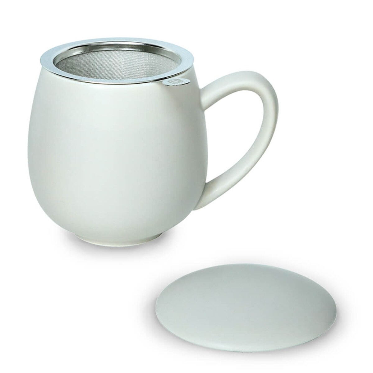 Kubek z zaparzaczem i pokrywką szary matowy - idealny zestaw do przygotowania herbaty, perfekcyjny podarunek prezent dla mamy, taty, babci, dziadka