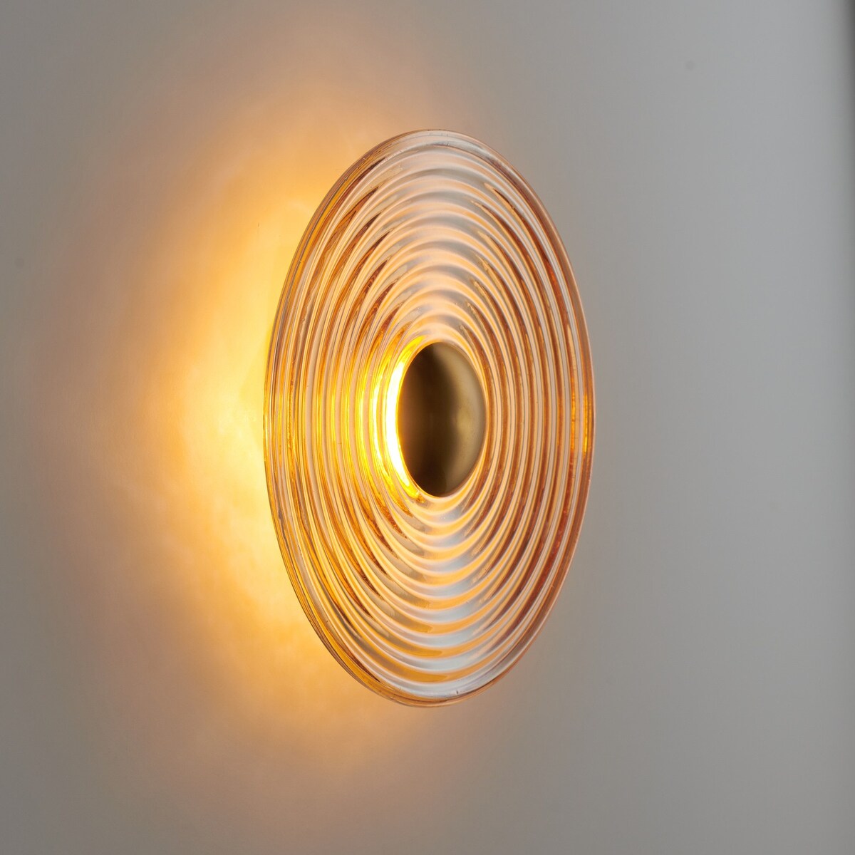 Lampa ścienna HELIOS 30 cm bursztynowo-złota