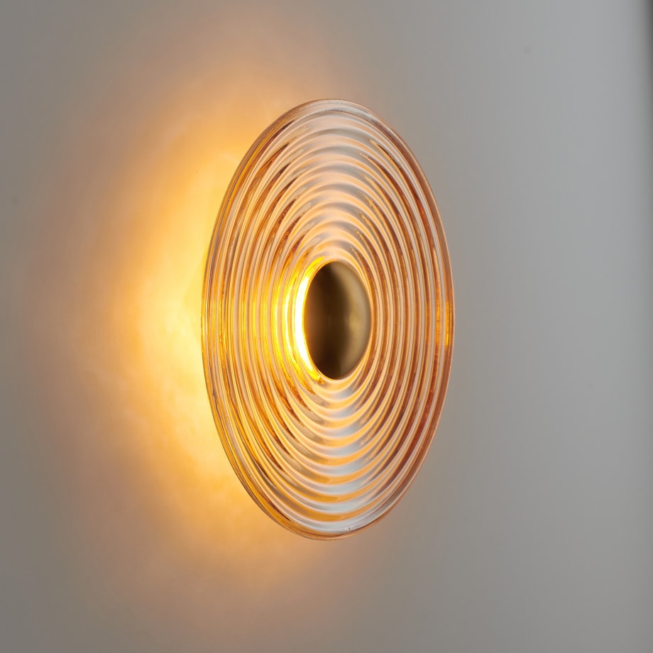 Lampa ścienna HELIOS 30 cm bursztynowo-złota