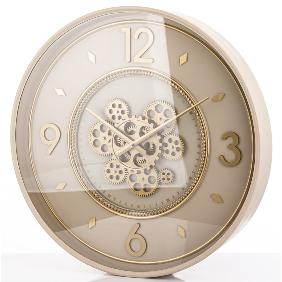 Zegar ścienny metalowy 55,5x55,5x8,5 cm OROGLIO beżowy