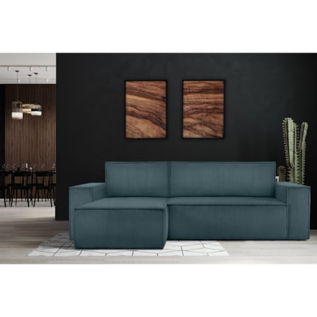 KONSIMO NAPI Narożnik uniwersalny z funkcją spania, niebieski prawy/lewy