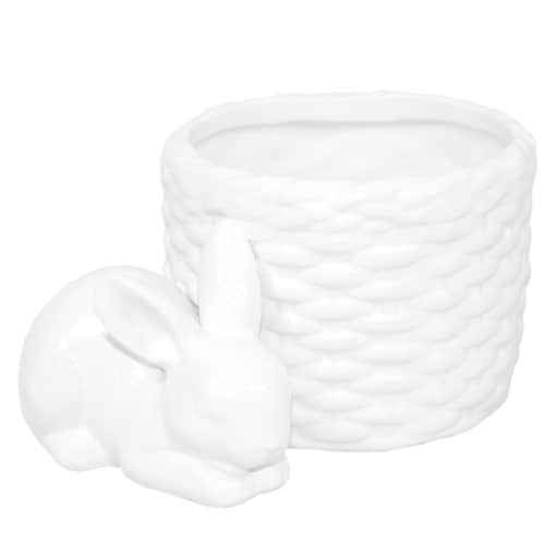 Osłonka na doniczkę - 8,5x16x11,5 cm Bunny śpi przy koszyku