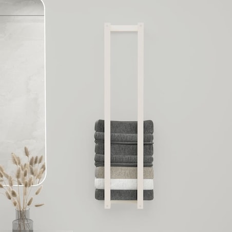 vidaXL Wieszak na ręczniki, biały, 23x18x110 cm, lite drewno sosnowe