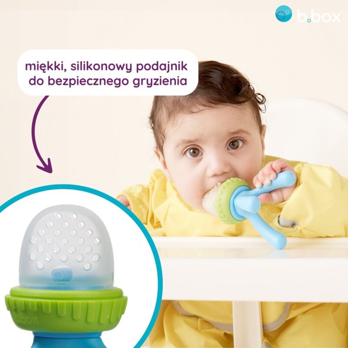 Gryzak dla niemowlaka 5m+ do podawania owoców i pokarmu Strawberry Shake b.box