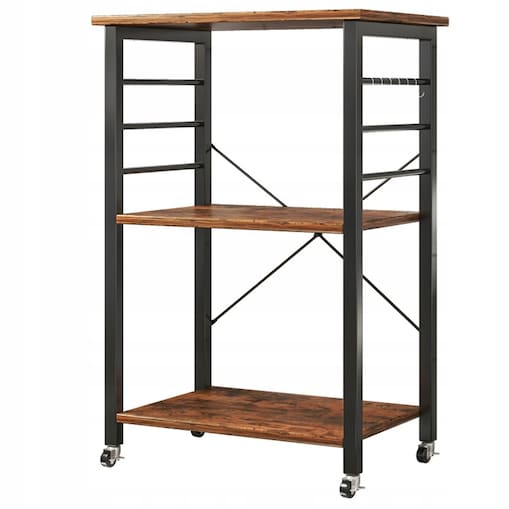 Szafka mobilna na kółkach rustykalna stolik śniadaniowy wózek kuchenny loft