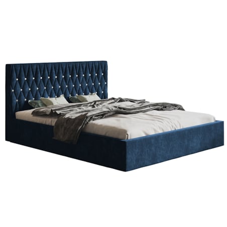 Łóżko jednoosobowe 120x200 OLDO 3 tapicerowane z pojemnikiem - granatowe