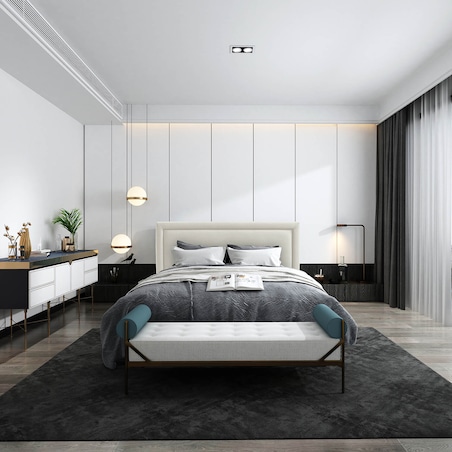 Łóżko tapicerowane SALMA 180x200 z pojemnikiem, Jasny Beż tkanina Megan 353