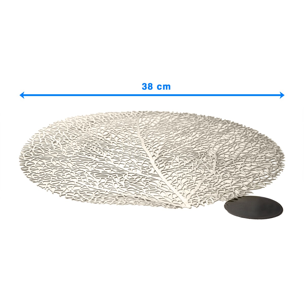 Podkładka Ażurowa Na Stół Mata Stołowa Pod Talerz Ozdoba 38 Cm Drzewo Pvc Srebrna