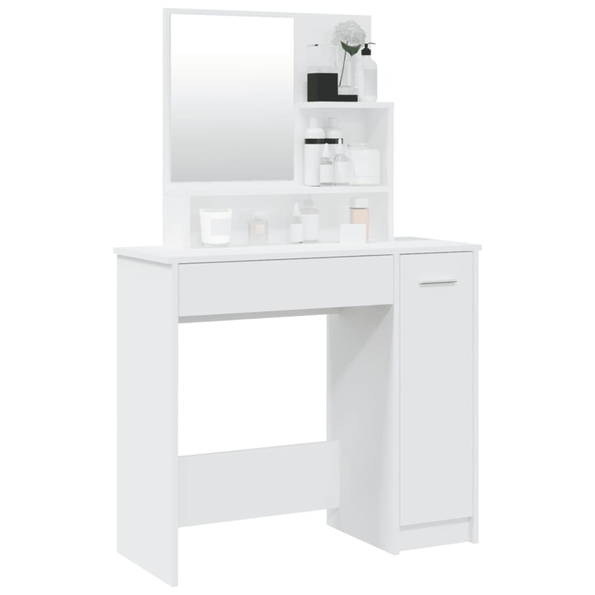 vidaXL Toaletka z lustrem, biała, 86,5x35x136 cm