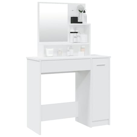 vidaXL Toaletka z lustrem, biała, 86,5x35x136 cm