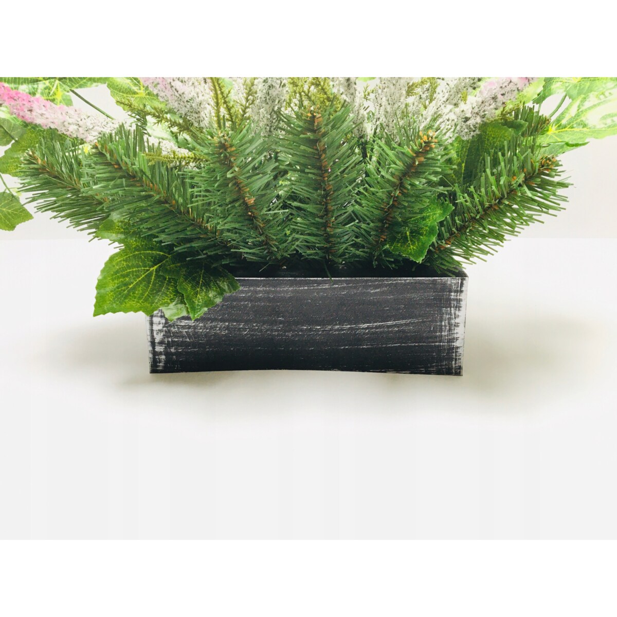 BUKIET STROIK WIĄZANKA SZTUCZNA W DONICY na cmentarz bliskich wrzos pomnik