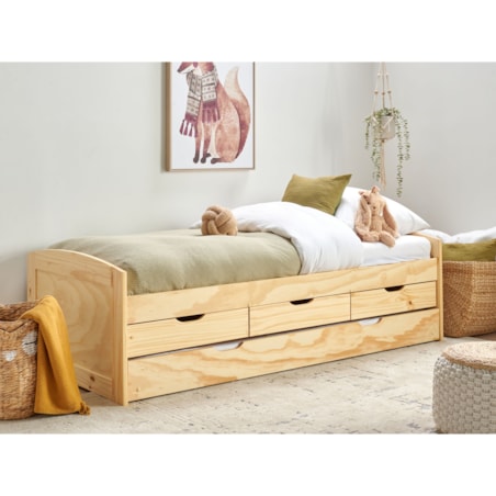 Łóżko wysuwane drewniane 90 x 200 cm jasne PETIVILLE