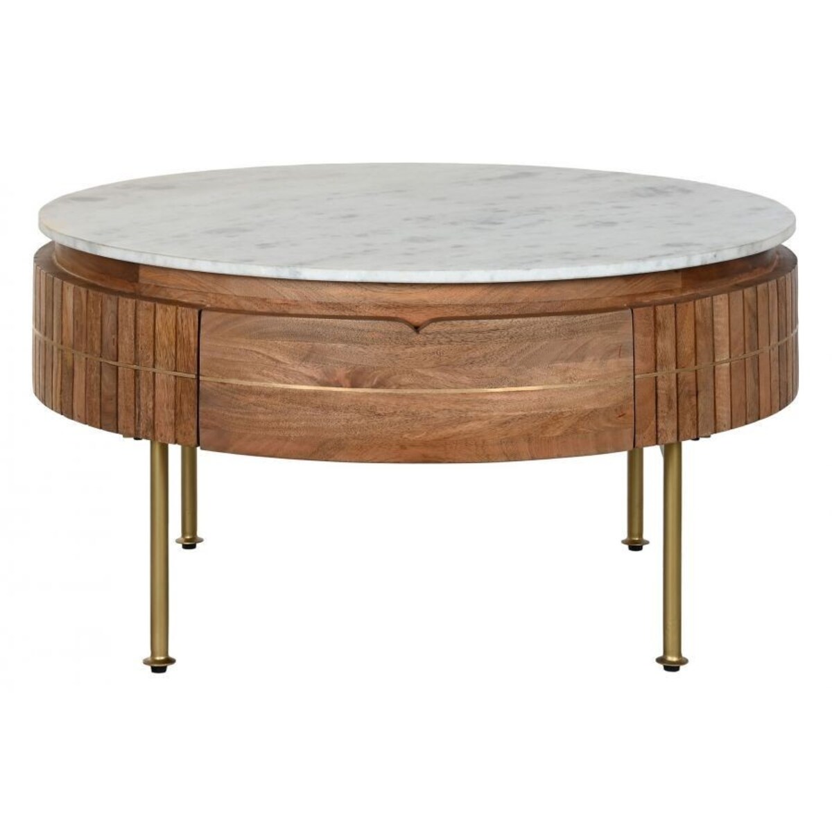 Ława okrągła z lamelami 45x85 cm DUNGH brązowa