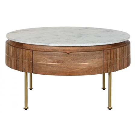 Ława okrągła z lamelami 45x85 cm DUNGH brązowa