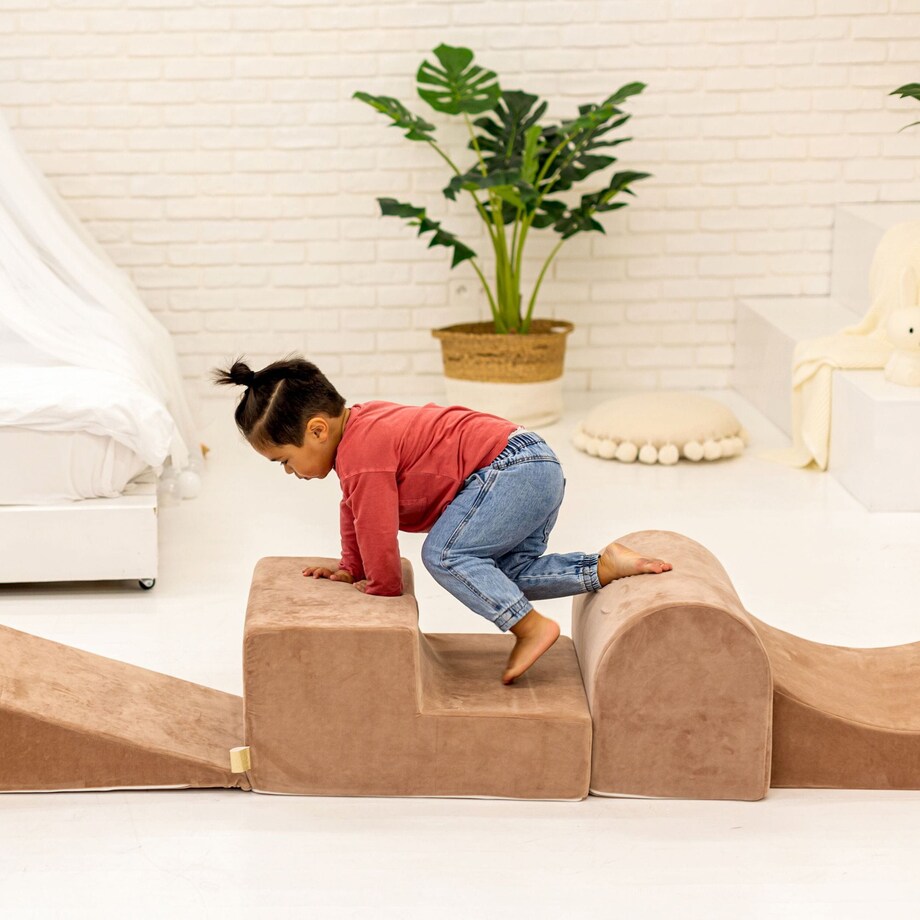 Piankowy Plac Zabaw, 3-Elementowy Zestaw do Zabawy dla Dziecka, Velvet, Szaroniebieski