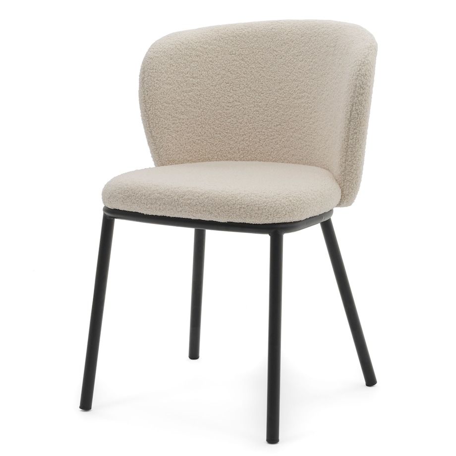 KRZESŁO TAPICEROWANE DO SALONU GLAMOUR TKANINA BOUCLE TEDDY JASNOBEŻOWE BARI