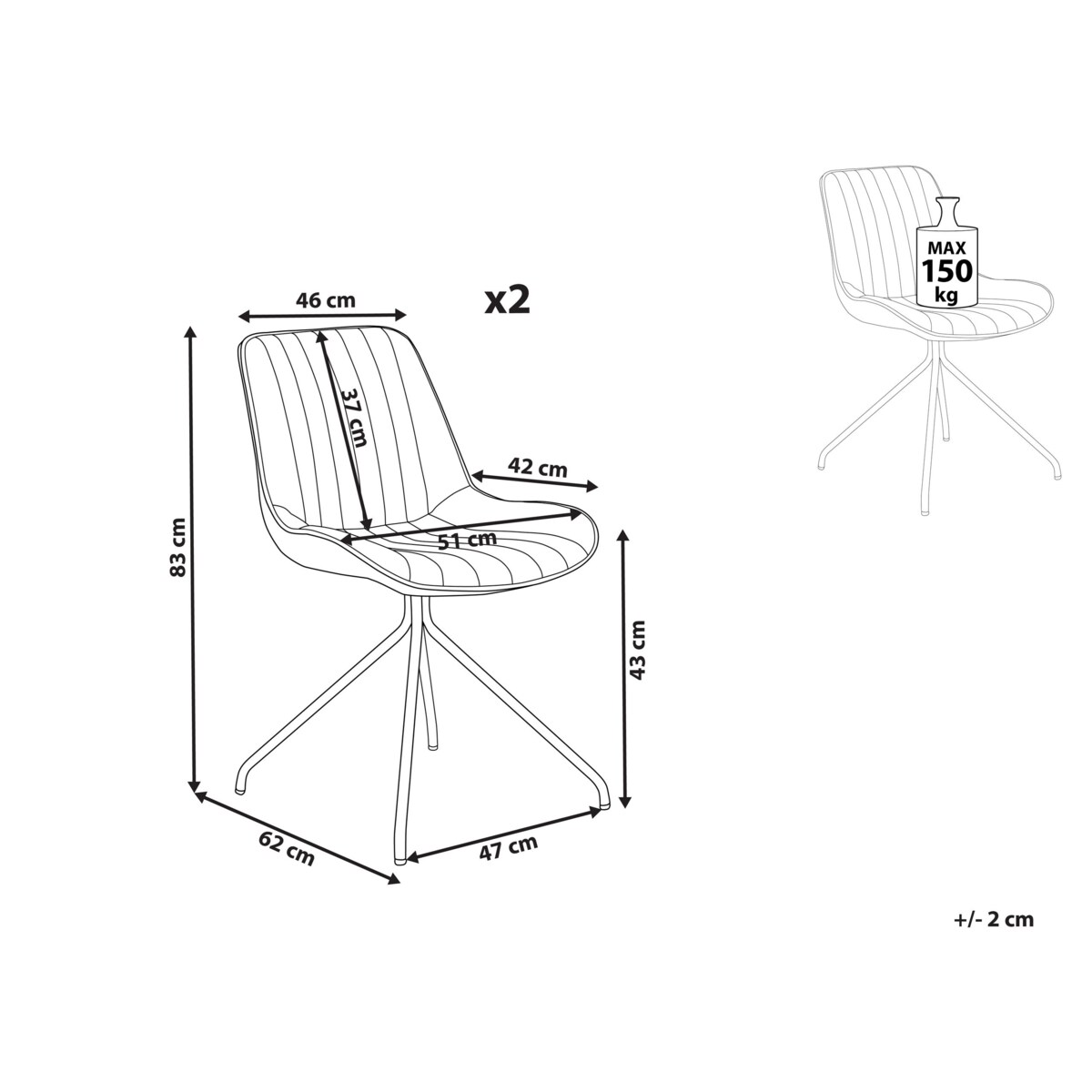 Zestaw 2 krzeseł do jadalni welurowy zielony NAVASOTA
