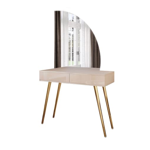 Toaletka kosmetyczna SIENNA-QS KASZMIR z lustrem LED, prawa, push-to-open