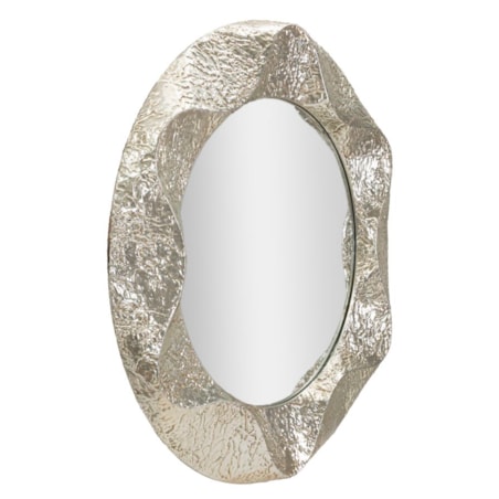 Lustro ścienne Argelux, kolor srebrny, żelazo i płyta MDF, 104 x 7 x 104 cm, kształt okrągły, styl glamour, do salonu i przedpokoju, Mauro Ferretti