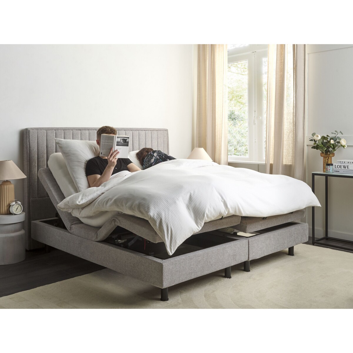 Łóżko regulowane DUKE II 160 x 200 cm Jasnoszary