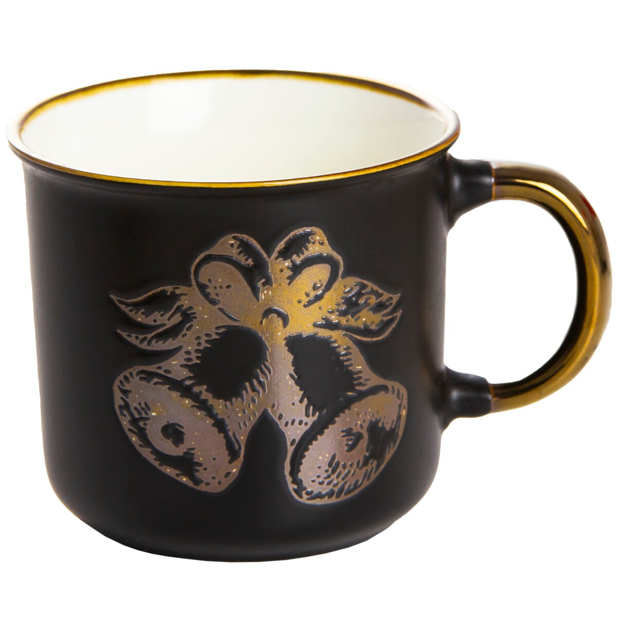 Kubek Porcelanowy Świąteczny Boże Narodzenie 400 Ml Czarno-Złoty Dzwonki