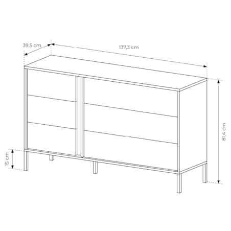 Komoda 6S DASTIN na wysokich nóżkach z oświetleniem LED beżowa