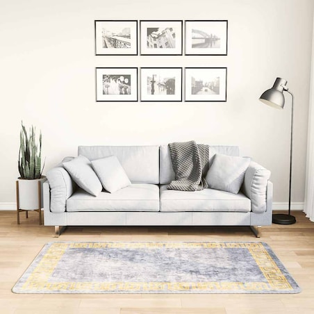 vidaXL Dywan z możliwością prania, 80x150 cm, szary, antypoślizgowy