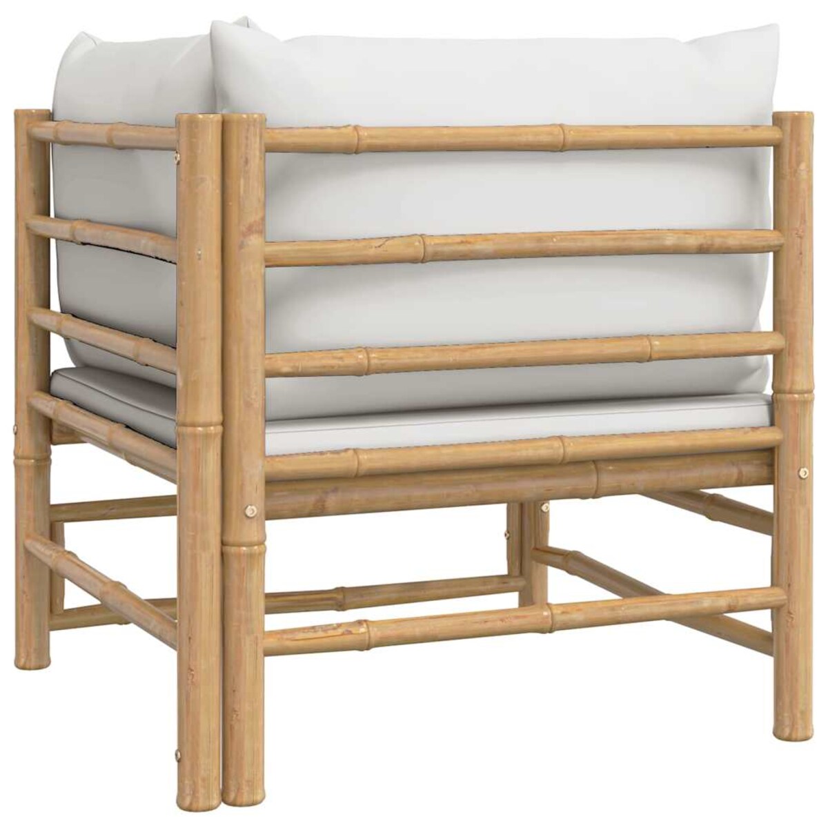 vidaXL Narożna sofa ogrodowa z jasnoszarymi poduszkami, bambusowa