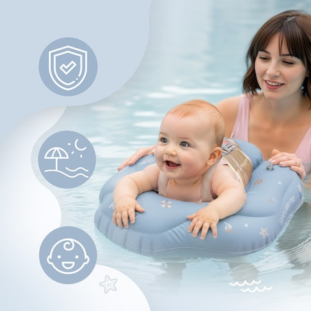 Sipo, Swim Pro, Dmuchane Koło Treningowe Do Pływania Dla Dzieci I Niemowląt, Do Nauki Pływania, 6-36 Miesięcy, 11-18 Kg, Niebieskie