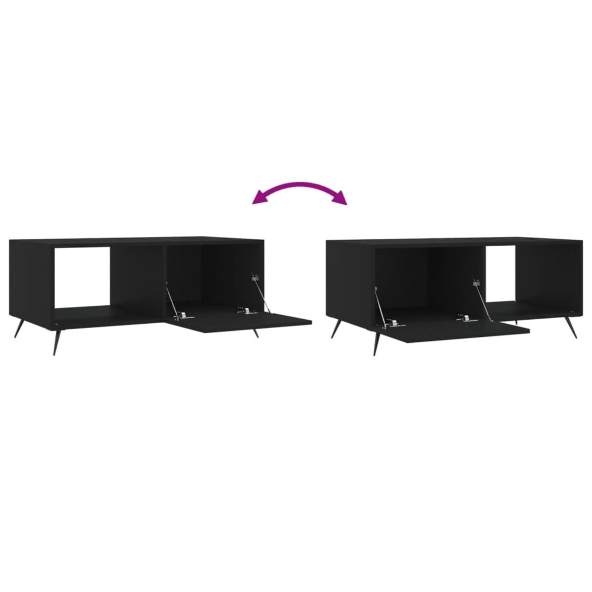 vidaXL Stolik kawowy, czarny, 90x50x40 cm, materiał drewnopochodny