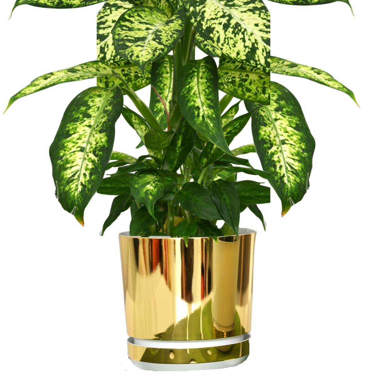 14 cm wzór ZŁOTO - BIAŁA Doniczka z podstawką nowoczesna elegancka glamour wysoki połysk