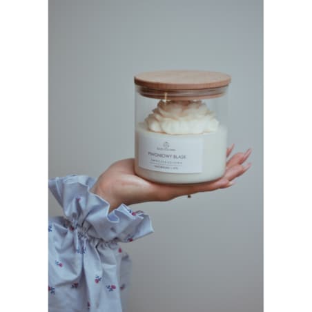 Świeca sojowa PIWONIOWY BLASK BIEL 400 ml N°9 "Wiosenny Afrodyzjak"