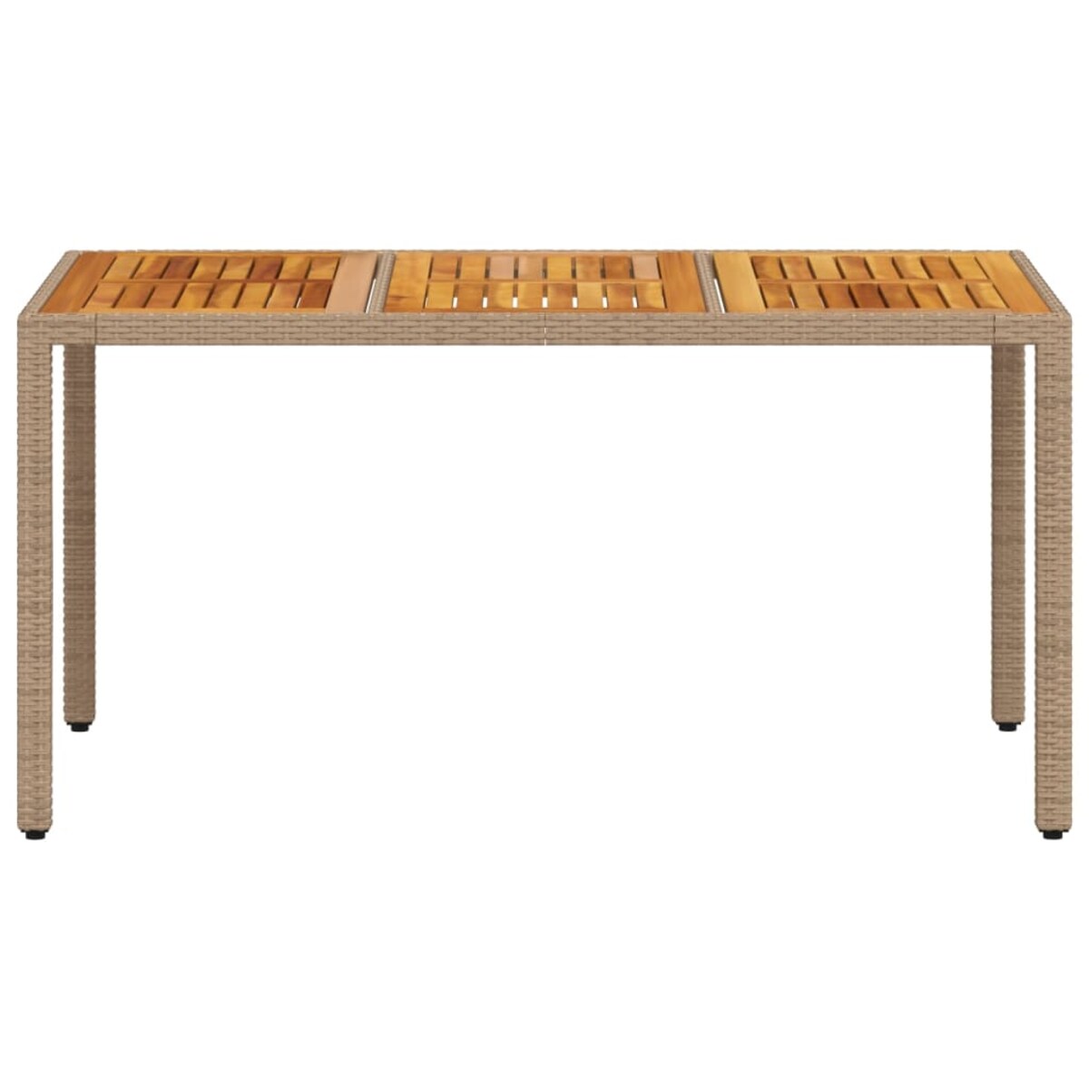 vidaXL Stół ogrodowy, beżowy 150x90x75 cm, rattan PE i drewno akacjowe