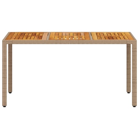 vidaXL Stół ogrodowy, beżowy 150x90x75 cm, rattan PE i drewno akacjowe