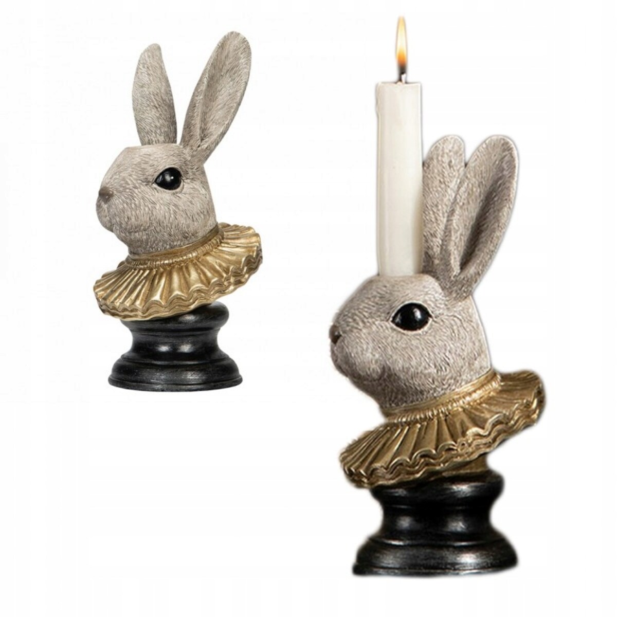 ŚWIECZNIK WIELKANOCNY ZAJĄC FIGURKA KANDELABR NA WIELKANOC ZAJĄCZEK OZDOBA