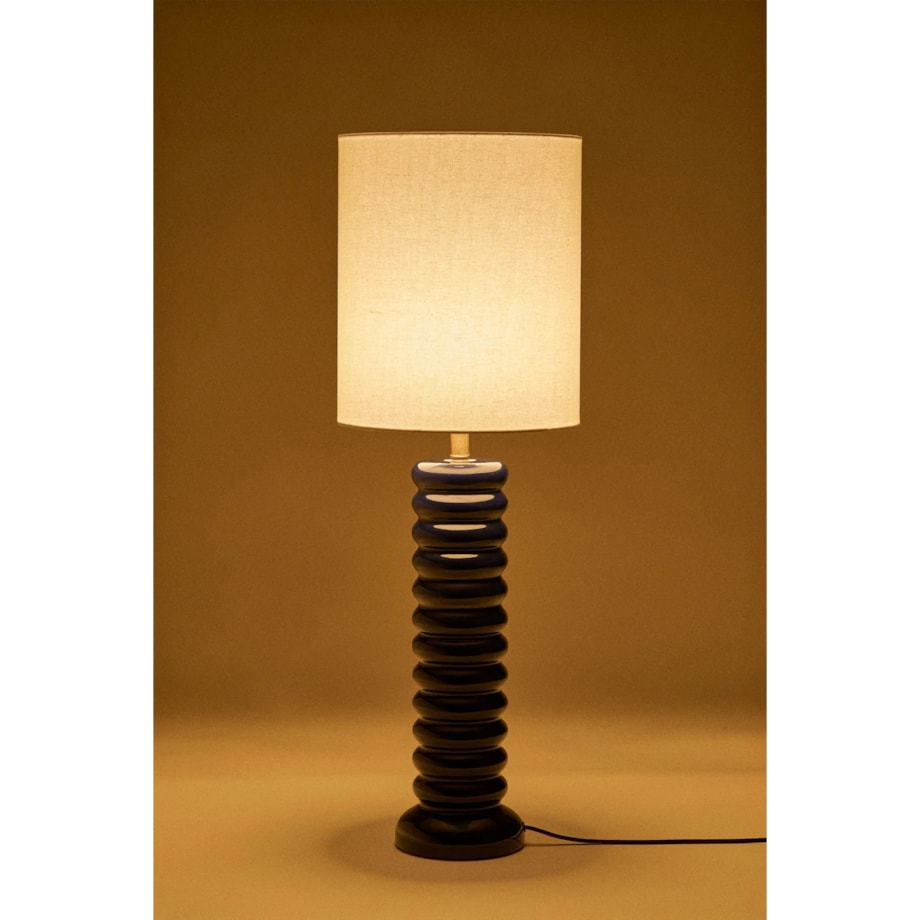 Lampa stołowa ceramiczno-lniana Boreto 75 cm dark blue