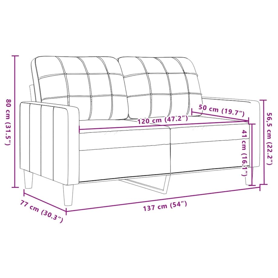 vidaXL Sofa 2-osobowa, różowy, 120 cm, tapicerowana aksamitem