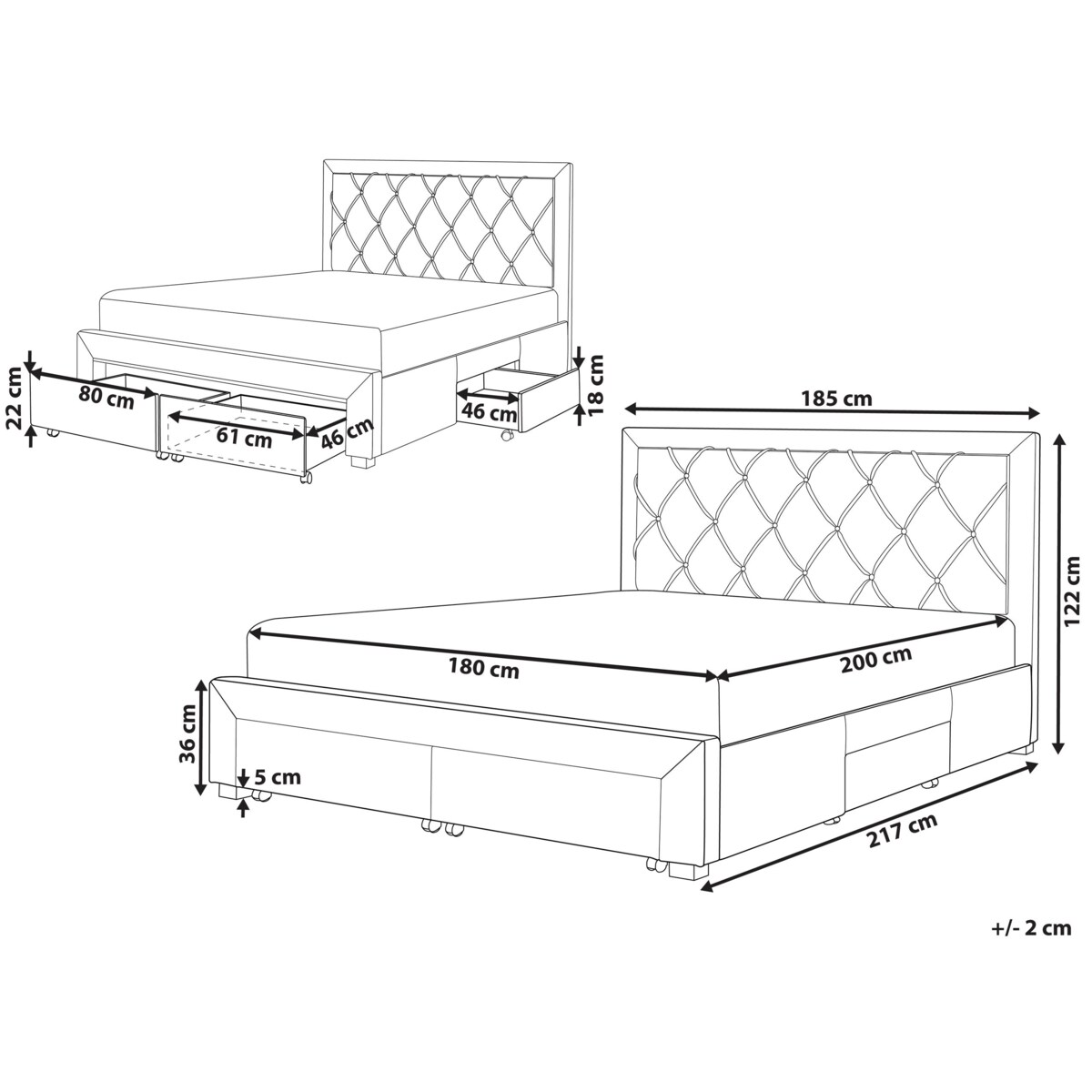 Łóżko z szufladami welurowe 180 x 200 cm jasnoszare LIEVIN