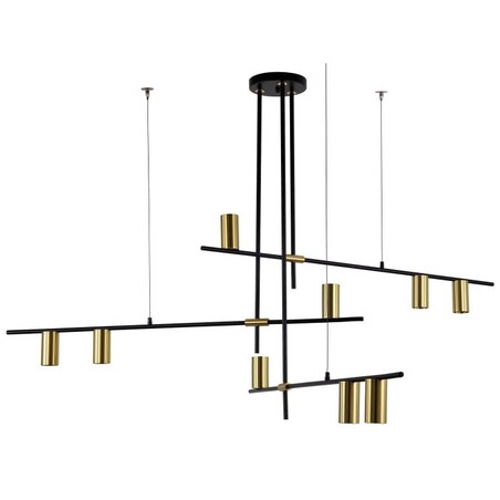 Modernistyczna lampa wisząca ARIZONA LP-074/9PL BK/GD Light Prestige metalowa oprawa metalowe tuby zwis czarny złoty