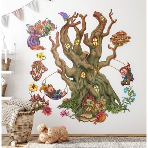 Zestaw naklejek na ścianę, Wróżkowy las, 80cm