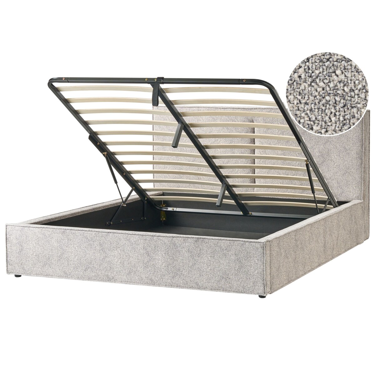 Łóżko z pojemnikiem Dzianina welurowa MOISSAC 180 x 200 cm Szary/ beżowy